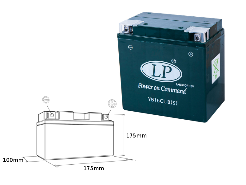LANDPORT akumulátor YB16CLB (S) (MS LB16CL-B (S)) 12V 19AH 176X101X176 bezúdržbový - (3)